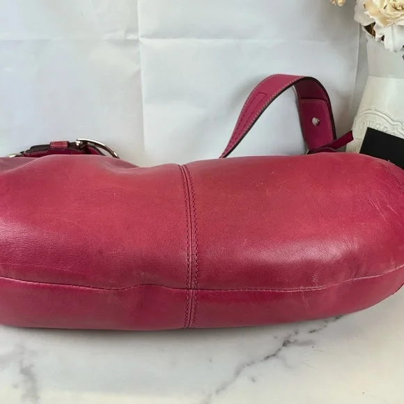 Coach Y2K XL Soho Pleated Pink Fuchsia Leather Hobo Hand Shoulder Bag